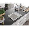 Mexen Enzo granite kitchen sink 1-bowl with drainer and kitchen faucet Telma, white - 6506-20-670200-20