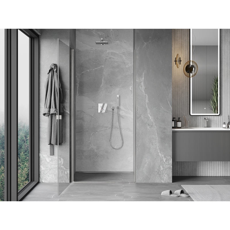 Mexen Mist-B swing shower door 100 cm, transparent, brushed nickel - 8A2-100-000-97-00