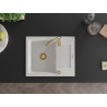 Mexen Enzo 1-bowl granite sink with drainer and Telma kitchen faucet, white - 6506-20-670200-50