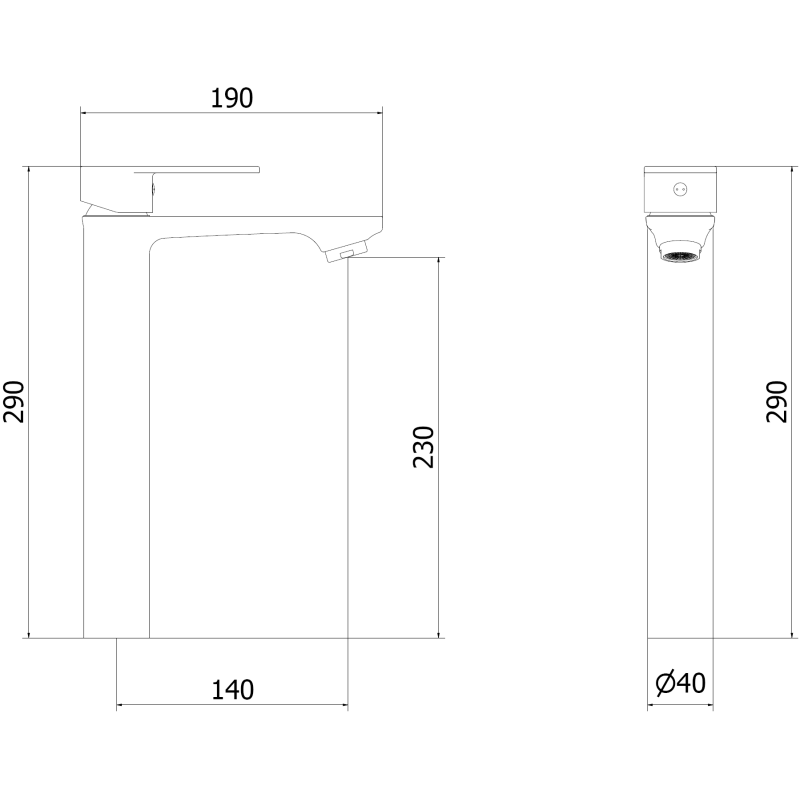 Mexen Royo high washbasin faucet, black - 72210-70