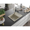 Mexen Enzo 1-bowl granite sink with drainer and Telma kitchen faucet, beige - 6506-69-670200-69