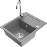 Mexen Enzo granite sink 1-bowl with drainer and Telma kitchen faucet, gray - 6506-71-670200-00