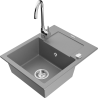 Mexen Enzo granite sink 1-bowl with drainer and Telma kitchen tap, grey - 6506-71-670200-00