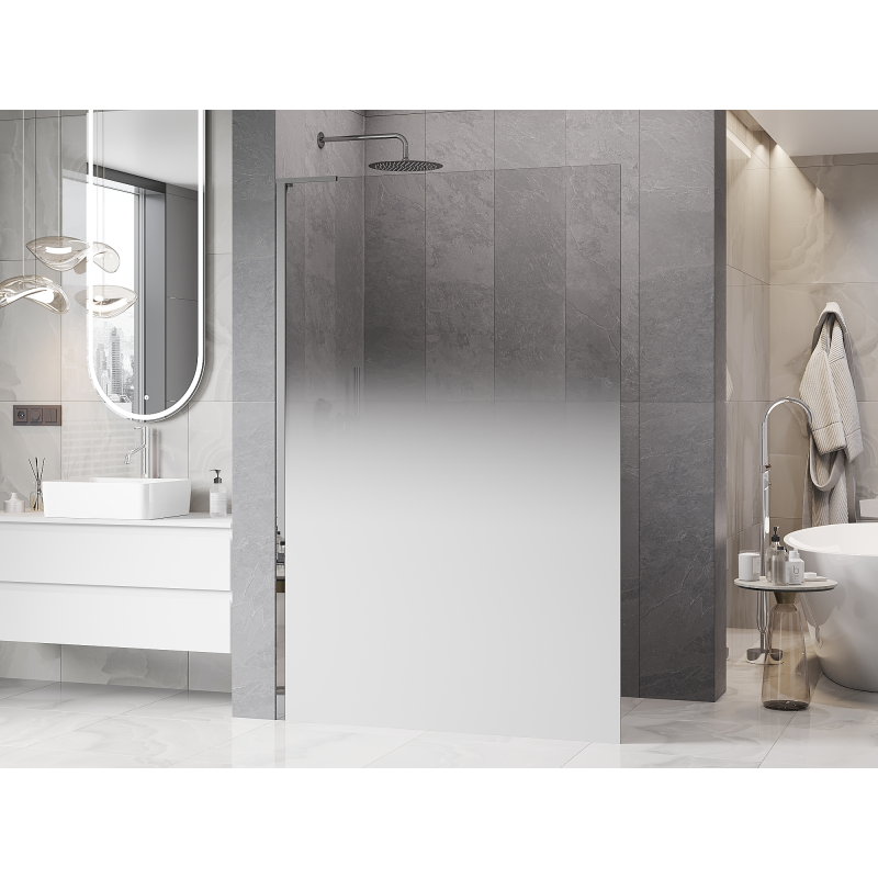 Mexen Kioto L Walk-in Shower Wall 80 x 200 cm, White Ombre 8 mm, Chrome - 800-080-103-01-86