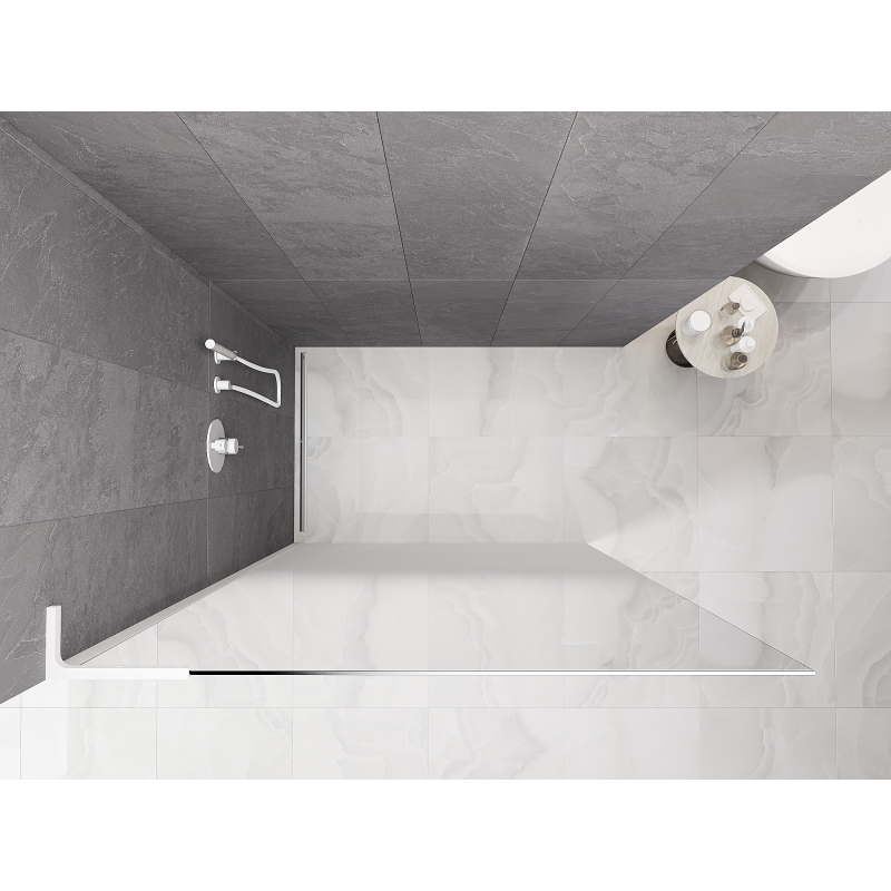 Mexen Kioto L Walk-in Shower Wall 80 x 200 cm, White Ombre 8 mm, White - 800-080-103-20-86