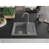Mexen Enzo 1-bowl granite sink with drainer and Telma kitchen faucet, gray - 6506-71-670200-71