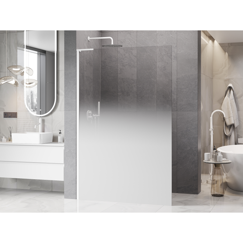 Mexen Kioto L Walk-in Shower Wall 120 x 200 cm, White Ombre 8 mm, White - 800-120-103-20-86