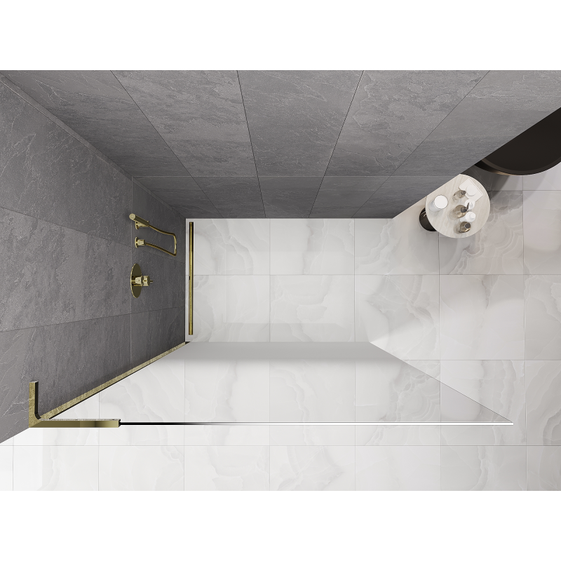 Mexen Kioto L Walk-in Shower Screen 80 x 200 cm, White Ombre 8 mm, Gold - 800-080-103-50-86