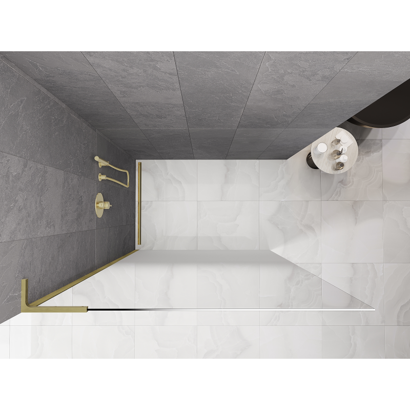 Mexen Kioto L Walk-in Shower Screen 90 x 200 cm, White Ombre 8 mm, Brushed Gold - 800-090-103-55-86