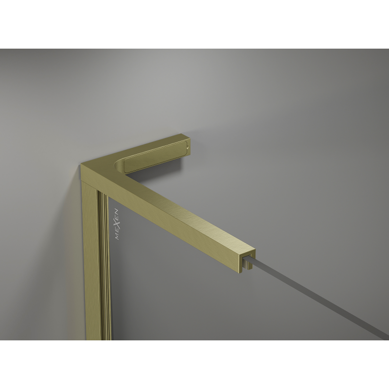 Mexen Kioto L Walk-in shower wall 100 x 200 cm, white ombre 8 mm, brushed gold - 800-100-103-55-86
