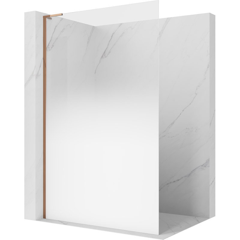 Mexen Kioto L Walk-in Shower Wall 90 x 200 cm, White Ombre 8 mm, Rose Gold - 800-090-103-60-86
