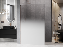 Mexen Kioto L Walk-in Shower Wall 100 x 200 cm, White Ombre 8 mm, Rose Gold - 800-100-103-60-86