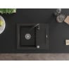 Mexen Enzo granite kitchen sink one-bowl with drainer and Telma kitchen tap, black/gold - 6506-75-670200-70
