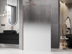 Mexen Kioto L Walk-in Shower Wall 80 x 200 cm, White Ombre 8 mm, Brushed Copper - 800-080-103-65-86