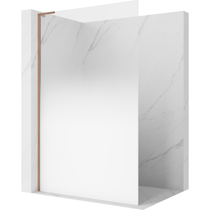 Mexen Kioto L Walk-in shower wall 90 x 200 cm, white ombre 8 mm, brushed copper - 800-090-103-65-86