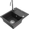Mexen Enzo 1-compartment granite sink with a drip tray and kitchen mixer tap Telma, Spotted black - 6506-76-670200-00