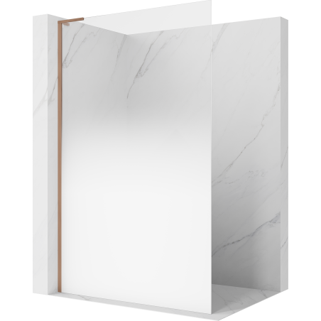Mexen Kioto L Walk-in Shower Wall 100 x 200 cm, White Ombre 8 mm, Brushed Copper - 800-100-103-65-86