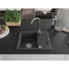 Mexen Enzo Granite Kitchen Sink 1-Bowl with Drainer and Telma Kitchen Faucet, Black Speckled - 6506-76-670200-00