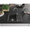 Mexen Enzo granite sink 1-bowl with drainer and Telma kitchen tap, black speckled - 6506-76-670200-00