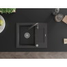 Mexen Enzo granite kitchen sink 1-bowl with drainer and Telma kitchen faucet, black speckled - 6506-76-670200-76