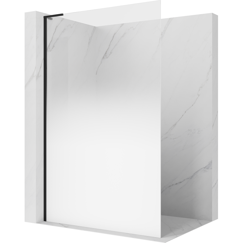 Mexen Kioto L shower wall Walk-in 90 x 200 cm, white ombre 8 mm, black - 800-090-103-70-86