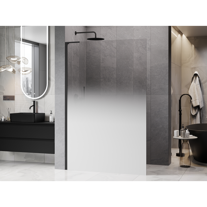 Mexen Kioto L Walk-in Shower Wall 120 x 200 cm, White Ombre 8 mm, Black - 800-120-103-70-86
