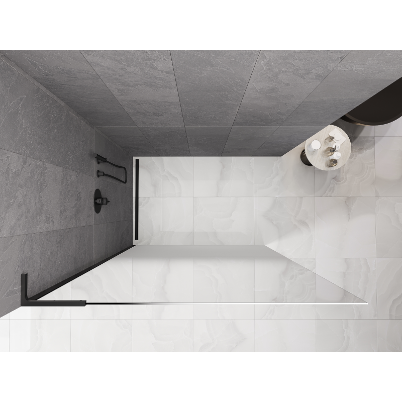Mexen Kioto L Walk-in Shower Wall 120 x 200 cm, White Ombre 8 mm, Black - 800-120-103-70-86