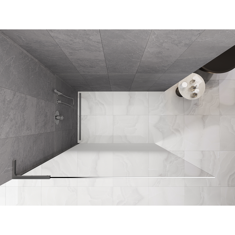 Mexen Kioto L Walk-in Shower Wall 80 x 200 cm, White Ombre 8 mm, Gun Metal - 800-080-103-95-86
