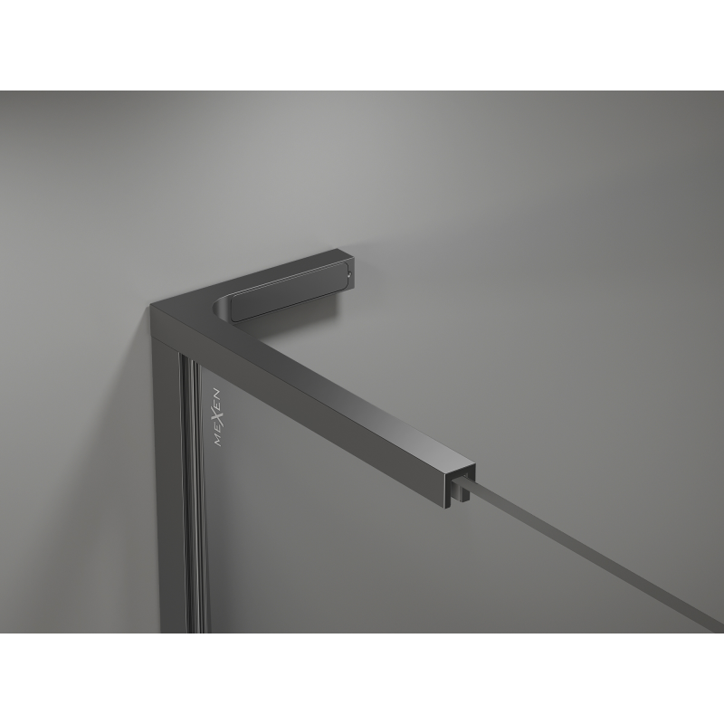 Mexen Kioto L Walk-in Shower Wall 100 x 200 cm, White Ombre 8 mm, Gun Metal - 800-100-103-95-86