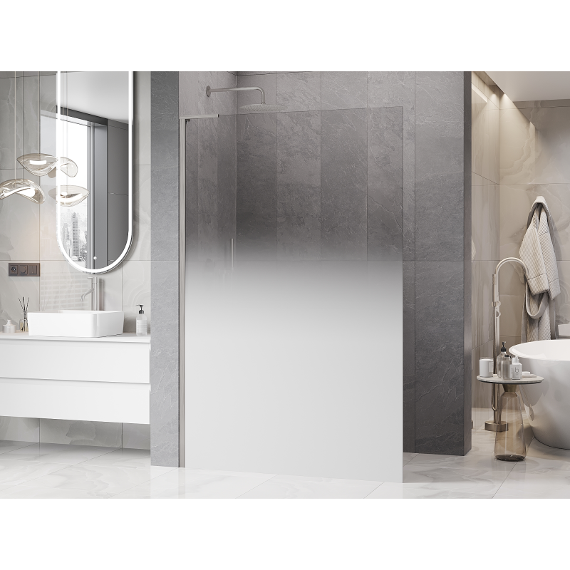 Mexen Kioto L Walk-in Shower Screen 70 x 200 cm, White Ombre 8 mm, Brushed Nickel - 800-070-103-97-86