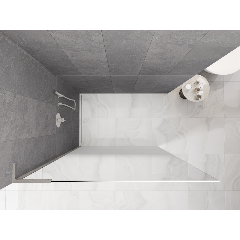 Mexen Kioto L Walk-in Shower Wall 90 x 200 cm, White Ombre 8 mm, Brushed Nickel - 800-090-103-97-86