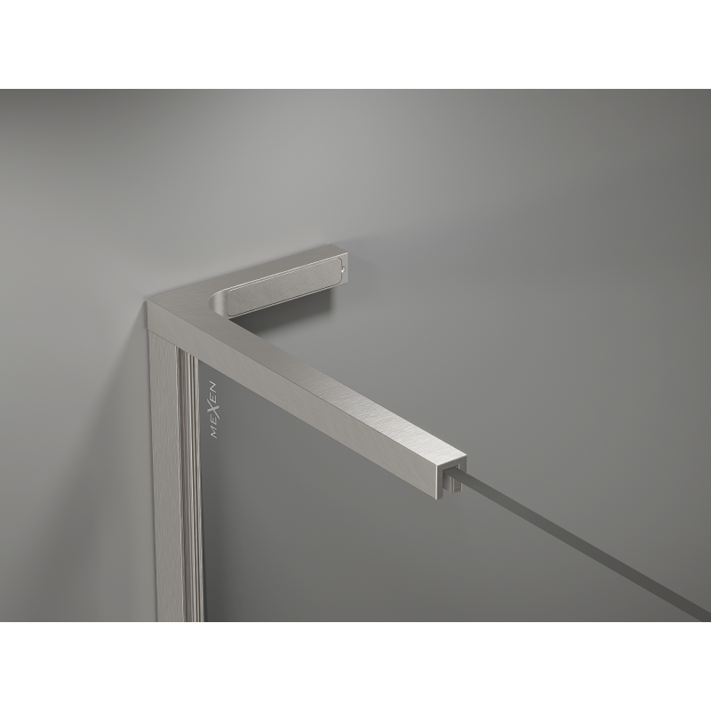 Mexen Kioto L Walk-in Shower Wall 90 x 200 cm, White Ombre 8 mm, Brushed Nickel - 800-090-103-97-86