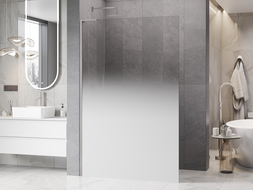 Mexen Kioto L Walk-in Shower Wall 100 x 200 cm, White Ombre 8 mm, Brushed Nickel - 800-100-103-97-86