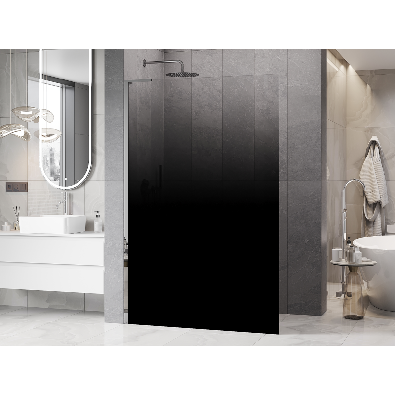 Mexen Kioto L Walk-in Shower Wall 70 x 200 cm, Black Ombre 8 mm, Chrome - 800-070-103-01-76