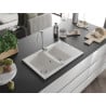 Mexen Gaspar granite sink 1.5-bowl with drainer and Telma kitchen tap, white - 6507-20-670200-00