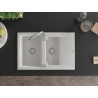 Mexen Gaspar granite sink 1.5-bowl with drainer and Telma kitchen faucet, white - 6507-20-670200-00