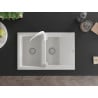 Mexen Gaspar granite sink 1.5-bowl with drainer and Telma kitchen faucet, white - 6507-20-670200-20