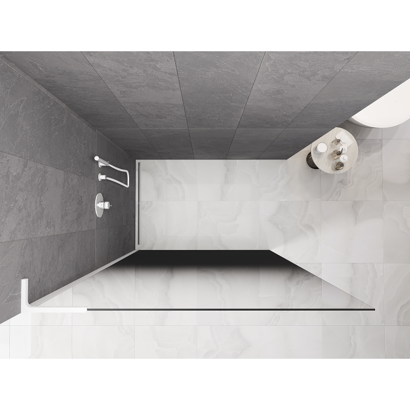 Mexen Kioto L Walk-in Shower Wall 120 x 200 cm, Black Ombre 8 mm, White - 800-120-103-20-76