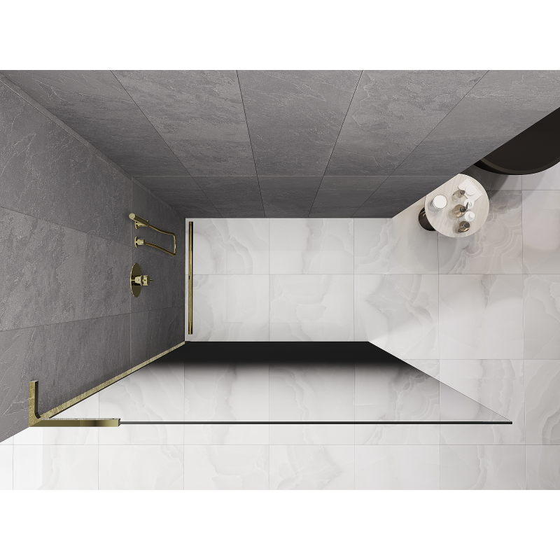 Mexen Kioto L Walk-in Shower Wall 90 x 200 cm, Black Ombre 8 mm, Gold - 800-090-103-50-76