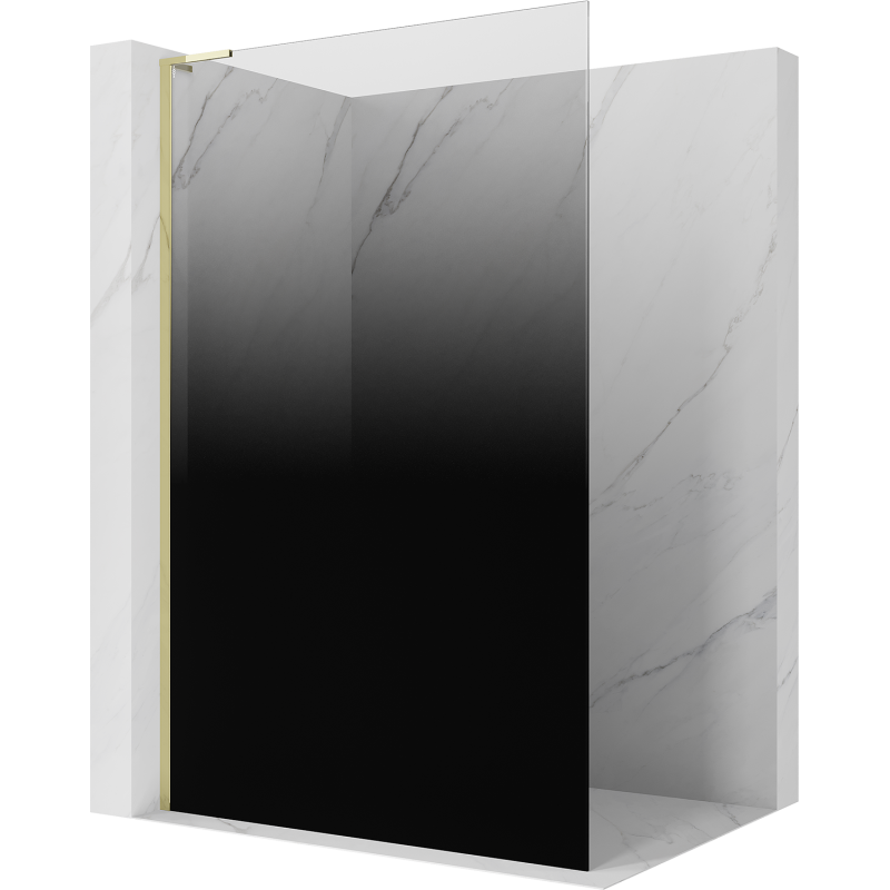Mexen Kioto L Walk-in Shower Wall 90 x 200 cm, Black Ombre 8 mm, Gold - 800-090-103-50-76