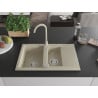 Mexen Gaspar 1.5-compartment granite sink with a drip tray and kitchen mixer tap Telma, Beige - 6507-69-670200-69