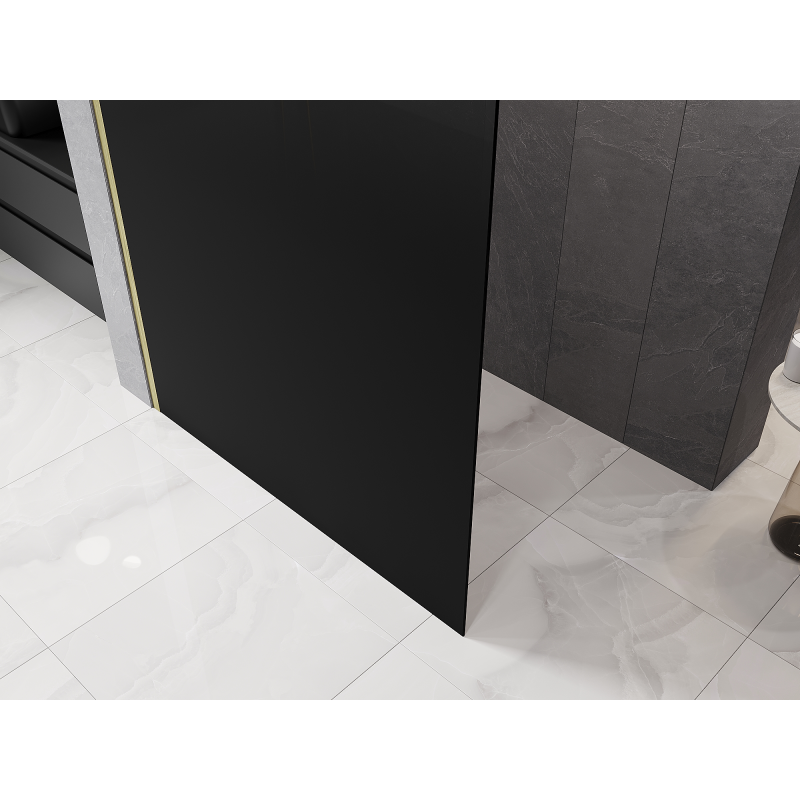 Mexen Kioto L Walk-in Shower Wall 90 x 200 cm, Black Ombre 8 mm, Brushed Gold - 800-090-103-55-76