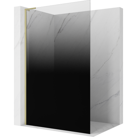 Mexen Kioto L Walk-in Shower Wall 90 x 200 cm, Black Ombre 8 mm, Brushed Gold - 800-090-103-55-76