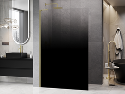 Mexen Kioto L Walk-in Shower Wall 120 x 200 cm, Black Ombre 8 mm, Brushed Gold - 800-120-103-55-76