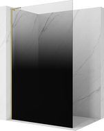 Mexen Kioto L Walk-in Shower Wall 120 x 200 cm, Black Ombre 8 mm, Brushed Gold - 800-120-103-55-76