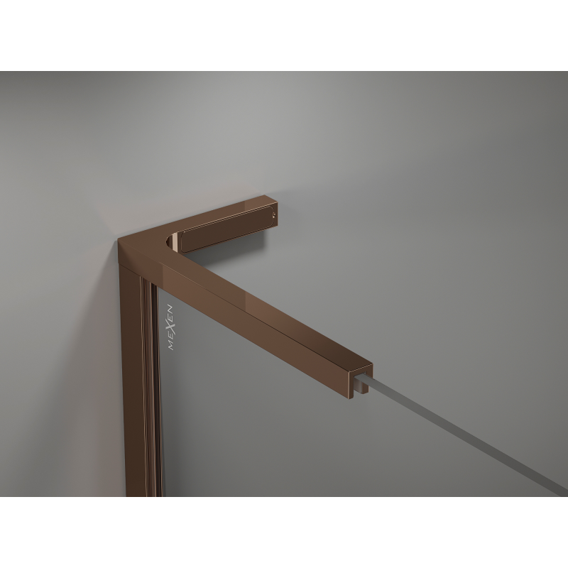 Mexen Kioto L Walk-in shower wall 90 x 200 cm, black ombre 8 mm, rose gold - 800-090-103-60-76