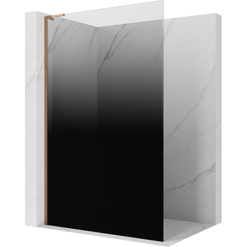 Mexen Kioto L Walk-in Shower Wall 120 x 200 cm, Black Ombre 8 mm, Rose Gold - 800-120-103-60-76