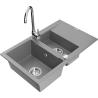 Mexen Gaspar 1.5-compartment granite sink with a drip tray and kitchen mixer tap Telma, Grey - 6507-71-670200-00