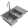 Mexen Gaspar granite sink 1.5-bowl with drainer and Telma kitchen tap, grey - 6507-71-670200-00