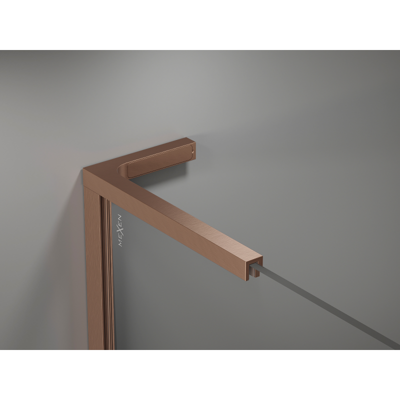 Mexen Kioto L Walk-in Shower Panel 90 x 200 cm, Black Ombre 8 mm, Brushed Copper - 800-090-103-65-76